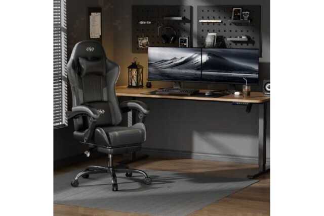 EcoFurnix Modern Scandi Fabric Reclining Sofa Chair with Massage & Footrest - 1-Seater Armchair - image 1