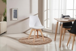 PRICE DROP! Jensen Faux Leather Dining Chair - Solid Wood Frame, Scandinavian Style, Single Seat, Easy Clean - thumbnail 2