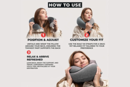 Memory Foam Travel Neck Pillow - Adjustable, Washable Cover, Optional Eye Mask & Earplugs - thumbnail 8