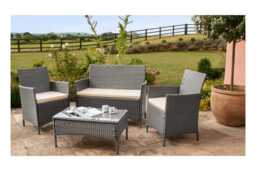 Eco Rattan 4-Seater Weather-Resistant Garden Lounge Set - Durable Outdoor Sofa, Armchairs & Table - thumbnail 1