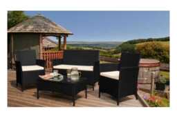 Eco Rattan 4-Seater Weather-Resistant Garden Lounge Set - Durable Outdoor Sofa, Armchairs & Table - thumbnail 3
