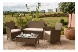 Eco Rattan 4-Seater Weather-Resistant Garden Lounge Set - Durable Outdoor Sofa, Armchairs & Table - thumbnail 4