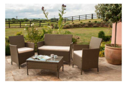 Eco Rattan 4-Seater Weather-Resistant Garden Lounge Set - Durable Outdoor Sofa, Armchairs & Table - thumbnail 8