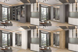Noda Contemporary Sliding Door Wardrobe - Large Mirror, Space-Saving Storage, White/Grey/Votan Oak, 150cm or 200cm - thumbnail 8