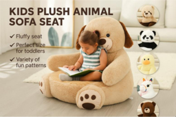 Kids Velvet Plush Animal Sofa Chair - 6 Fun Designs, Toddler Size - thumbnail 6