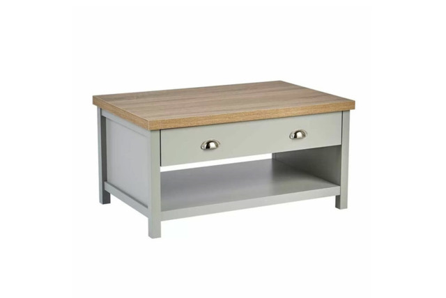 Avon Contemporary Oak & Grey Coffee Table with Storage Drawers - Living Room Centrepiece - image 1