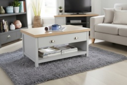 Avon Contemporary Oak & Grey Coffee Table with Storage Drawers - Living Room Centrepiece - thumbnail 2