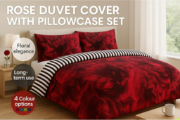 Rose Polycotton Duvet Cover Set - Soft, Breathable, Machine Washable Floral Bedding - Single, Double, King & Super King - thumbnail 6
