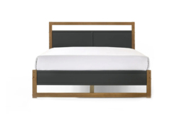 Amelia Wooden Bed Frame with Panelled Headboard & Oak Veneer Finish - Double or King Siz - thumbnail 3