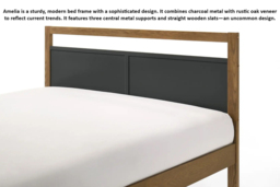 Amelia Wooden Bed Frame with Panelled Headboard & Oak Veneer Finish - Double or King Siz - thumbnail 4