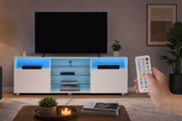Modern TV Stand with Adjustable RGB LED Lighting and Storage - thumbnail 6