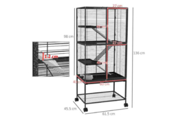 Rolling Chinchilla, Ferret & Small Pet Cage - Multi-Level, Portable, Easy Clean Habitat - thumbnail 7