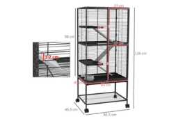 Rolling Chinchilla, Ferret & Small Pet Cage - Multi-Level, Portable, Easy Clean Habitat - thumbnail 3