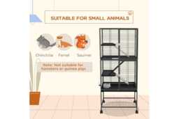 Rolling Chinchilla, Ferret & Small Pet Cage - Multi-Level, Portable, Easy Clean Habitat - thumbnail 4