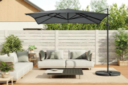 3M Dark Grey Large Outdoor Cantilever Patio Parasol with Base - thumbnail 8