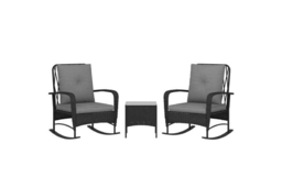 Three-Piece Rattan Rocking Bistro Set - Weather-Resistant Outdoor Garden Furniture - thumbnail 6