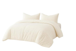 Luxury Faux Fur Stripe Ribbed Duvet Set with Reversible Design - 3 Sizes & 3 Colours