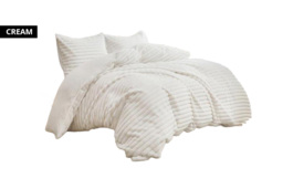 Luxury Faux Fur Stripe Ribbed Duvet Set with Reversible Design - 3 Sizes & 3 Colours - thumbnail 4