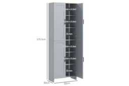 Freestanding Modular Wood Kitchen Cabinet - 4-Door Tall Storage Cupboard, Space-Saving Grey Unit - thumbnail 3