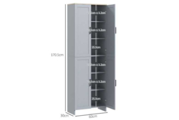 Freestanding Modular Wood Kitchen Cabinet - 4-Door Tall Storage Cupboard, Space-Saving Grey Unit - thumbnail 7