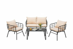 PRICE DROP! 4-Piece Outdoor Patio Set with Cushions and Sturdy Steel Frame - thumbnail 6