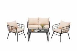 PRICE DROP! 4-Piece Outdoor Patio Set with Cushions and Sturdy Steel Frame - thumbnail 2