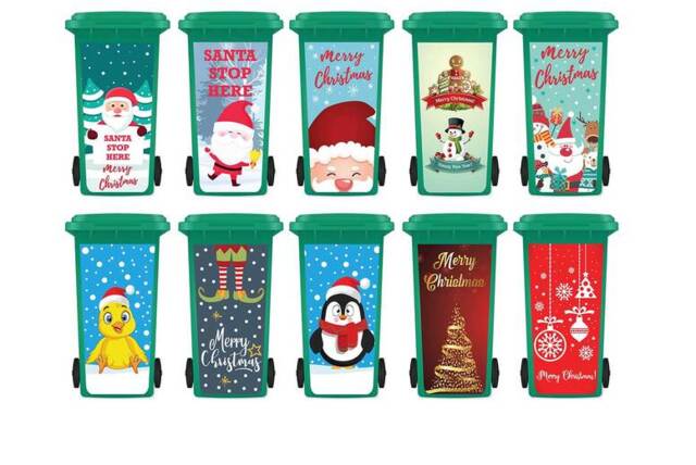Festive Christmas Wheelie Bin Stickers in Multiple Designs and Sizes - image 1