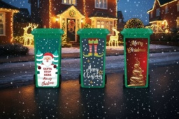 Festive Christmas Wheelie Bin Stickers in Multiple Designs and Sizes - thumbnail 2
