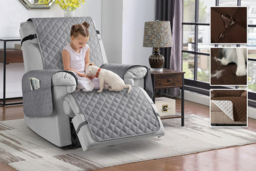Waterproof Fabric Recliner Sofa Cover with Storage Pocket - 1-Seater, Modern Style - thumbnail 4