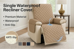 Waterproof Fabric Recliner Sofa Cover with Storage Pocket - 1-Seater, Modern Style - thumbnail 6