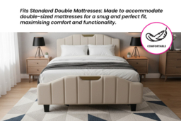 Retro PU Leather Upholstered Double Bed Frame - Cream or Blue - thumbnail 8