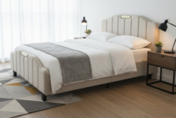 Retro PU Leather Upholstered Double Bed Frame - Cream or Blue
