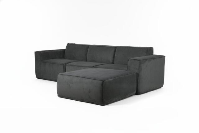 3-Seater Corduroy Sofa with Footstool - image 1