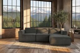 3-Seater Corduroy Sofa with Footstool - thumbnail 4
