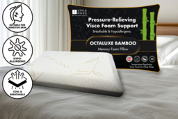 Octaluxe Bamboo Visco Memory Foam Pillow - Ergonomic Octagonal Design, Breathable Bamboo Cover, Firm Support - Single or Double Pack - thumbnail 8