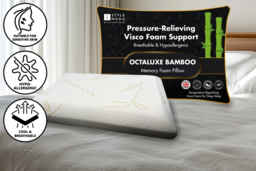 Octaluxe Bamboo Visco Memory Foam Pillow - Ergonomic Octagonal Design, Breathable Bamboo Cover, Firm Support - Single or Double Pack - thumbnail 4
