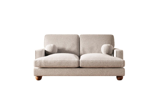 Addison 2 Seater Beige Boulce Sofa with Cushions & Statement Ball Feet - image 1