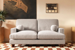 Addison 2 Seater Beige Boulce Sofa with Cushions & Statement Ball Feet - thumbnail 3