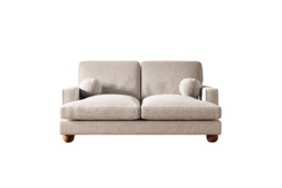 Addison 2 Seater Beige Boulce Sofa with Cushions & Statement Ball Feet - thumbnail 1