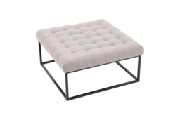 Elegant Square Linen Footstool with Contemporary Metal Frame Design - thumbnail 5