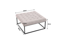 Elegant Square Linen Footstool with Contemporary Metal Frame Design - thumbnail 3