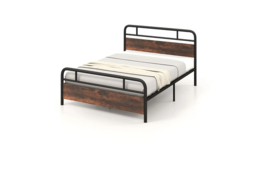 King Size Metal Bed with Brown Headboard - thumbnail 7