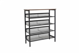 PRICE DROP! 5-Tier Mesh Shoe Rack with Wood Top - thumbnail 5
