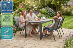 PRICE DROP! 4-Seater Metal Garden Dining Set with Mesh Chairs & Table - thumbnail 2
