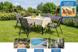 PRICE DROP! 4-Seater Metal Garden Dining Set with Mesh Chairs & Table - thumbnail 4