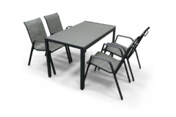 PRICE DROP! 4-Seater Metal Garden Dining Set with Mesh Chairs & Table - thumbnail 3
