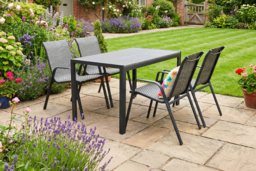 PRICE DROP! 4-Seater Metal Garden Dining Set with Mesh Chairs & Table