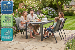 PRICE DROP! 4-Seater Metal Garden Dining Set with Mesh Chairs & Table - thumbnail 6