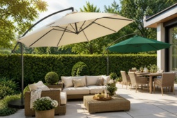 Aluminium Cantilever Garden Parasol with Cover - 4 Colour Options, Weather-Resistant, Modern Style - thumbnail 1