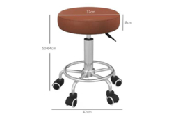 PU Leather Ergonomic Adjustable Height Salon Stool with Wheels - Heavy-Duty Office & Spa Chair, 110kg Capacity - thumbnail 7